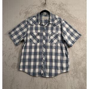 Cody James Western Yolk Pearl Snap Blue Plaid Shirt Size XXL Rodeo Cowboy